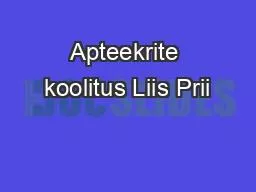 Apteekrite koolitus Liis Prii