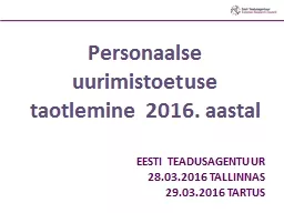 Eesti Teadusagentuur 28.03.2017