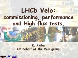 PPT-LHCb Velo : commissioning, performance and High flux tests.