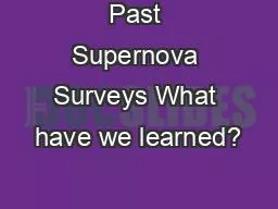 PPT-Past Supernova Surveys What have we learned?