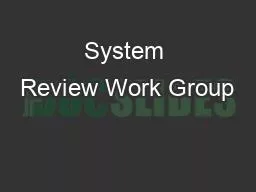 System Review Work Group