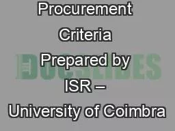 Procurement Criteria Prepared by ISR – University of Coimbra
