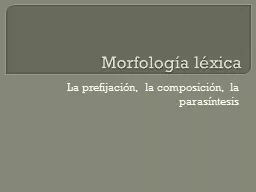 Morfología léxica  La prefijación, la composición, la parasíntesis