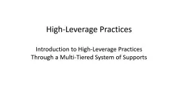 High-Leverage Practices