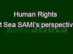 Human Rights at Sea SAMI’s perspective