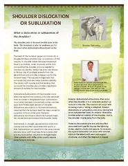 SHOULDER DISLOCATION OR SUBLUXATION What is dislocatio