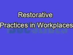 Restorative Practices in Workplaces