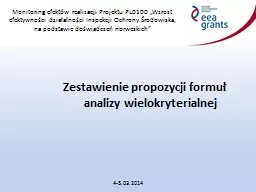 Zestawienie propozycji formuł analizy wielokryterialnej