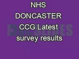 NHS DONCASTER CCG Latest survey results