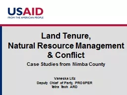 Land Tenure,  Natural Resource Management & Conflict