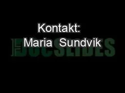 PPT-Kontakt: Maria Sundvik