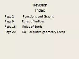 Revision Index Page 2           Functions and Graphs