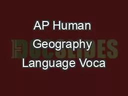 AP Human Geography Language Voca