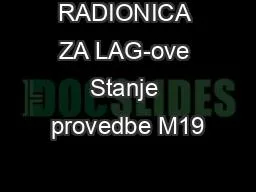 RADIONICA ZA LAG-ove Stanje provedbe M19