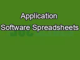 Application Software Spreadsheets