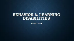 PPT-Behavior & Learning Disabilities