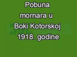 Pobuna mornara u  Boki Kotorskoj 1918. godine