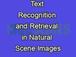 Text Recognition and Retrieval in Natural Scene Images