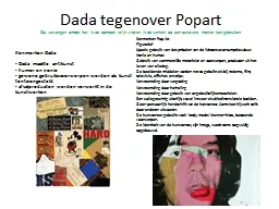 Dada tegenover Popart Dia vervangen omdat het  ik de opmaak lelijk vind en ik de werken op een acti