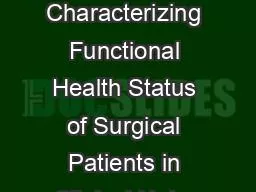 Characterizing Functional Health Status of Surgical Patients in Clinical Notes