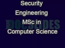 Security Engineering MSc in Computer Science