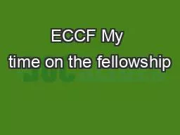 ECCF My time on the fellowship