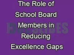 The Role of School Board Members in Reducing Excellence Gaps