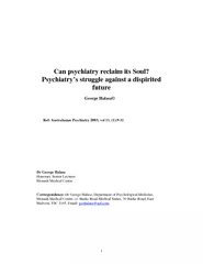 Can psychiatry reclaim its Soul Psychiatrys struggle a