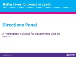 Directions Panel A multiagency solution for engagement post 18
