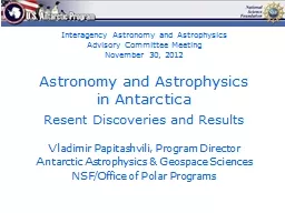 Astronomy and Astrophysics in Antarctica