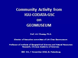 Community Activity from  IGU-CODATA-GSC