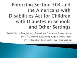 Enforcing Section 504 and the Americans with Disabilities Act for Children with Diabetes