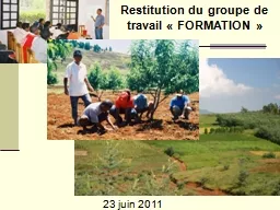 23 juin 2011 Restitution du groupe de travail « FORMATION »