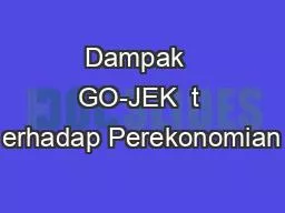 Dampak  GO-JEK  t erhadap Perekonomian