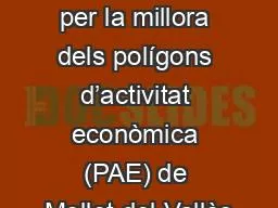 Pla d’acció per la millora dels polígons d’activitat econòmica (PAE) de Mollet