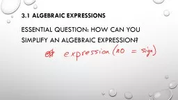 3.1 Algebraic expressions