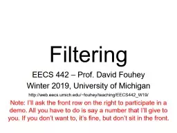 Filtering EECS 442 – Prof. David