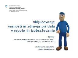 Vključevanje  varnosti in zdravja pri delu v vzgojo in izobraževanje