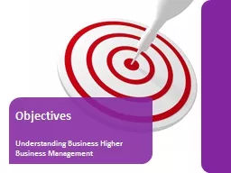 Objectives Understanding Business Higher Business Management