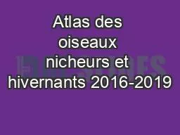 Atlas des oiseaux nicheurs et hivernants 2016-2019