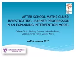 After school maths clubs: INVESTIGATING learner progression in an EXPANDING intervention