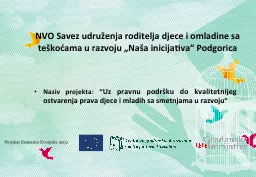 NVO  Savez  udruženja roditelja djece i omladine sa teškoćama u razvoju „Naša inicijativa“