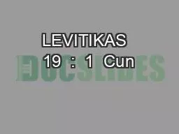 LEVITIKAS  19  :  1  Cun