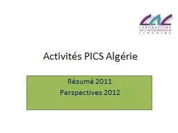 Activités PICS Algérie