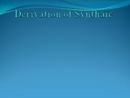 Derivation of  Synthaic بسم الله الرحمن الرحيم