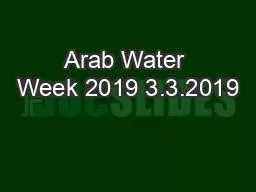 Arab Water Week 2019 3.3.2019