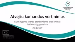 PPT-Atvejis: komandos vertinimas