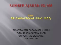 SUMBER AJARAN ISLAM Oleh