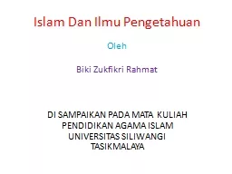 Islam Dan  Ilmu   Pengetahuan