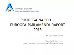 PPT-P UUDEGA NAISED – EUROOPA PARLAMENDI RAPORT